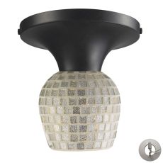 Celina 1 Light Semi Flush In Dark Rust And Silver Glass - Includes Recessed Lighting Kit