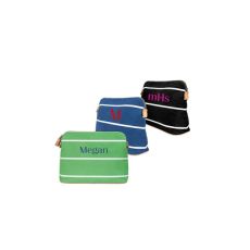 Personalized Green Striped Cosmetic Bag