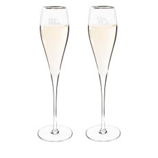 Mr. & Mrs. Gatsby Silver Rim Champagne Flutes