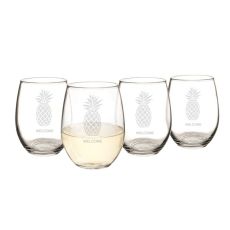 Personalized 21 Oz. Pineapple Stemless Wine Glasses