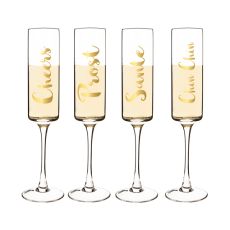 8 Oz. Gold Cheers Contemporary Champagne Flutes