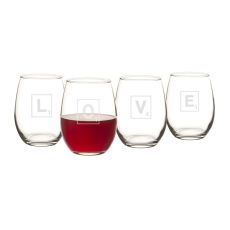 Love Letter 15 Oz. Stemless Wine Glasses (Set Of 4)