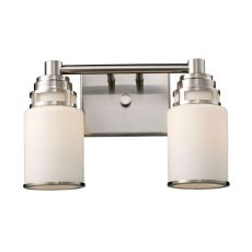 Bryant 2 Light Vanity In Satin Nickel And Opal White Glass