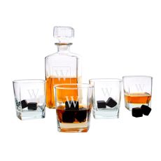 Personalized Decanter Set With Black Whiskey Stones
