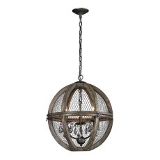 Renaissance Invention Wood And Wire Chandelier - Small