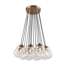 Boudreaux 17 Light Chandelier In Satin Brass With Clear Glass