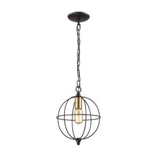 Loftin 1 Light Pendant In Oil Rubbed Bronze With Satin Brass Accents