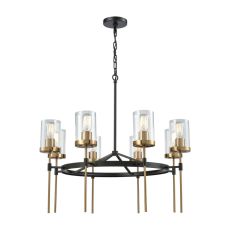 North Haven 8 Light Chandelier In Oil Rubbed Bronze With Satin Brass Accents And Clear Glass