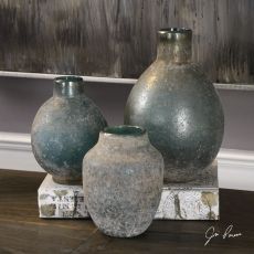 Mercede Weathered Blue-Green Vases S/3