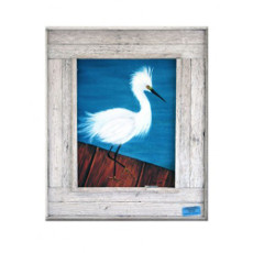 Snowy On The Dock Framed Art Print