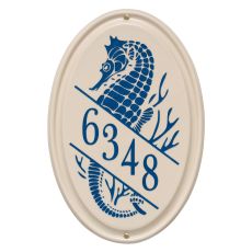 Personalized Sea Horse Ceramic Vertical Plaque, Bristol Plaque With Dark Blue Etching