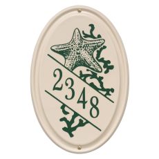 Personalized Star Fish Ceramic Oval Plaque, Bristol Plaque With Green Etching