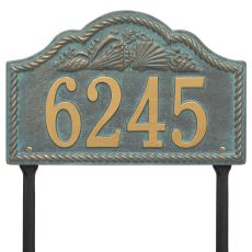 Personalized Rope Shell Arch Plaque Lawn, Bronze Verdigris