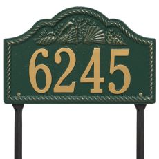 Personalized Rope Shell Arch Plaque Lawn, Green / Gold