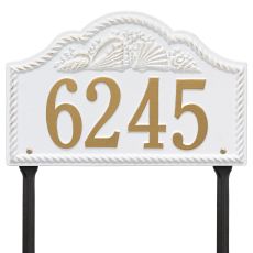 Personalized Rope Shell Arch Plaque Lawn, White / Gold