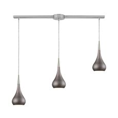 Lindsey 3 Light Linear Bar Fixture In Satin Nickel With Weathered Zinc Shade