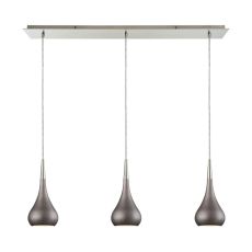 Lindsey 3 Light Linear Pan Fixture In Satin Nickel With Weathered Zinc Shade