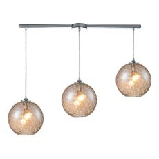 Watersphere 3 Light Pendant In Polished Chrome And Champagne Glass
