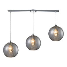 Watersphere 3 Light Pendant In Polished Chrome And Smoke Glass