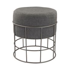 Pewter And Grey Linen Stool