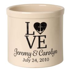 Personalized Love Anchor Crock, Bristol Crock With Black Etching