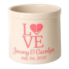 Personalized Love Anchor Crock, Bristol Crock With Coral Etching