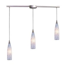 Lungo 3 Light Pendant In Satin Nickel And Snow White Glass