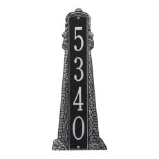 Personalized Lighthouse Vertical - Grande Plaque, Black/Silver