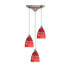 Pierra 3 Light Pendant In Satin Nickel And Candy Glass