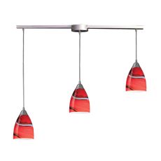 Pierra 3 Light Pendant In Satin Nickel And Candy Glass