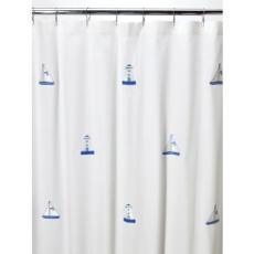 Lighthouse And Sailboat Embroidered Shower Curtain