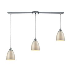 Merida 3 Light Linear Bar Pendant In Polished Chrome With Silver Linen Glass