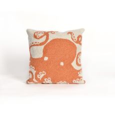 Liora Manne Frontporch Octopus Indoor/Outdoor Pillow - Orange, 18" Square