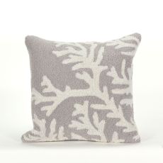 Liora Manne Frontporch Coral Indoor/Outdoor Pillow - Grey, 18" Square