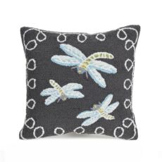 Liora Manne Frontporch Dragonfly Indoor/Outdoor Pillow Midnight 18" Square