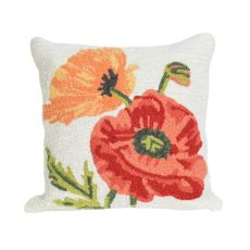 Liora Manne Frontporch Icelandic Poppies Indoor/Outdoor Pillow - Natural, 18" Square