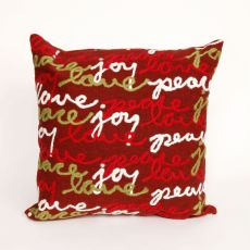 Liora Manne Visions Iii Peace Love Joy Indoor/Outdoor Pillow - Red, 20" Square
