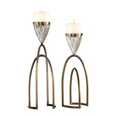 Uttermost Carma Bronze and Crystal Candleholders, S/2