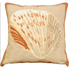 Atlantic Cockle Shell Needlepoint Pillow