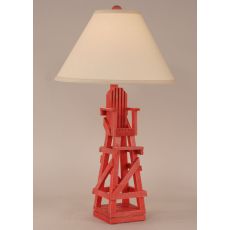 Coastal Lamp Life Guard Chair Table Lamp - Cottage Classic Red
