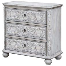Annabelle 3 Drawer French Scroll Overlay Antique White