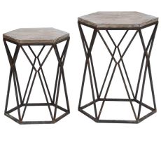 Buena Vista Rustic Metal And Wood Set Of Tables