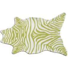 Zebra Green Shaped Hook Rug, 5 X 8Shaped