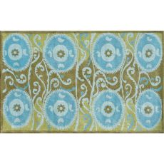 Suzani Tile Blue Tufted Rug, 5 X 8