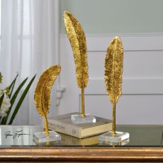 Uttermost Feathers Gold Sculpture S/3