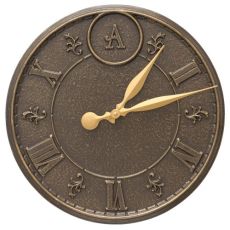 Monogram 16" Indoor Outdoor Wall Clock, French Bronze