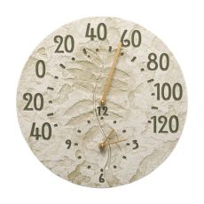 Sumac 14" Indoor Outdoor Wall Clock & Thermometer, Moss Green