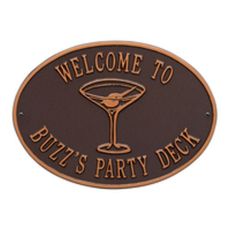 Personalized Martini Plaque, Antique Copper