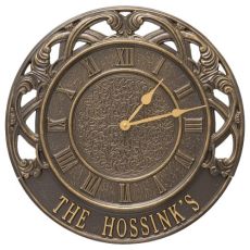 Chateau 16" Personalized Indoor Outdoor Wall Clock, French Bronze