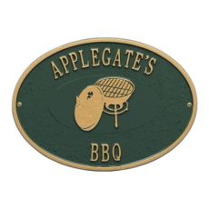 Personalized Charcoal Grill Plaque, Green / Gold